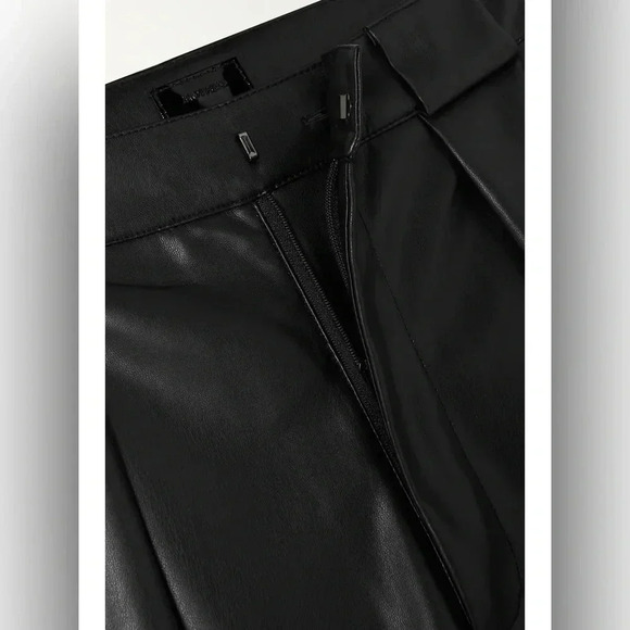 MOTHER Black Faux Leather Pant NWT Tunnel Vision Pleated Pants Size 29 - Picture 9 of 11